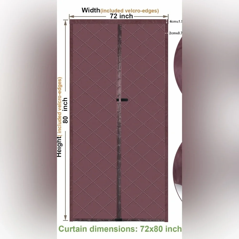 Magnetic Thermal Insulated Door Curtain Fits Door Size 72" x 80" - Picture 2 of 5